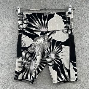 TKO Biker Shorts Black & White Floral Print Size Large